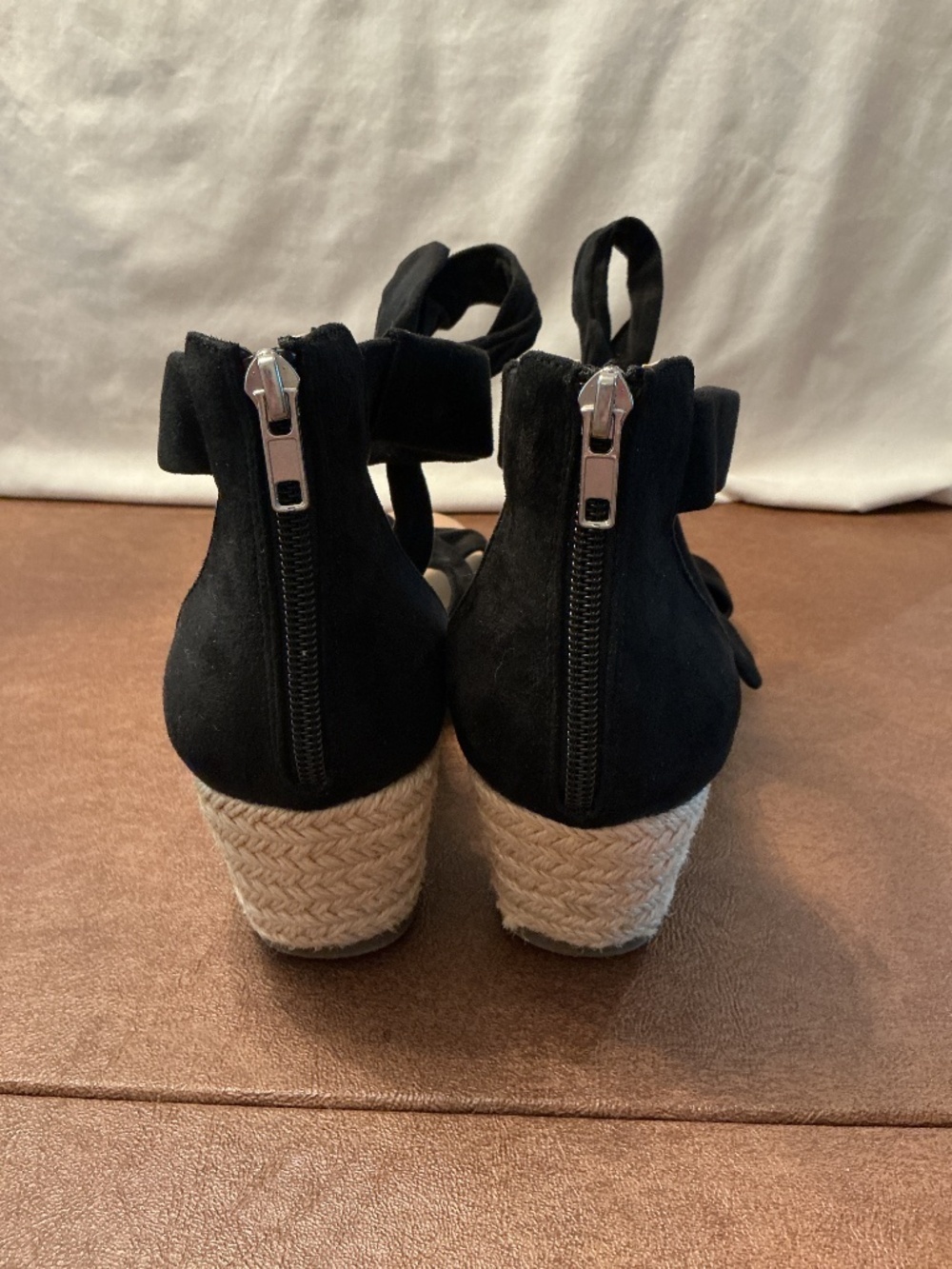 Sz 11 Women’s Sandals Espadrille Suede Upper Memory Foam Black Euro-Summer Shoe - Picture 6 of 12